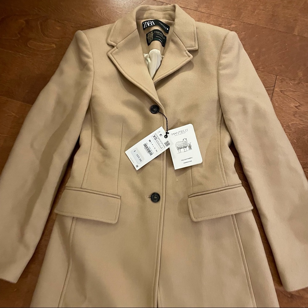 Zara wool blend coat brown Italian size XS sma nwt - Picture 8 of 11
